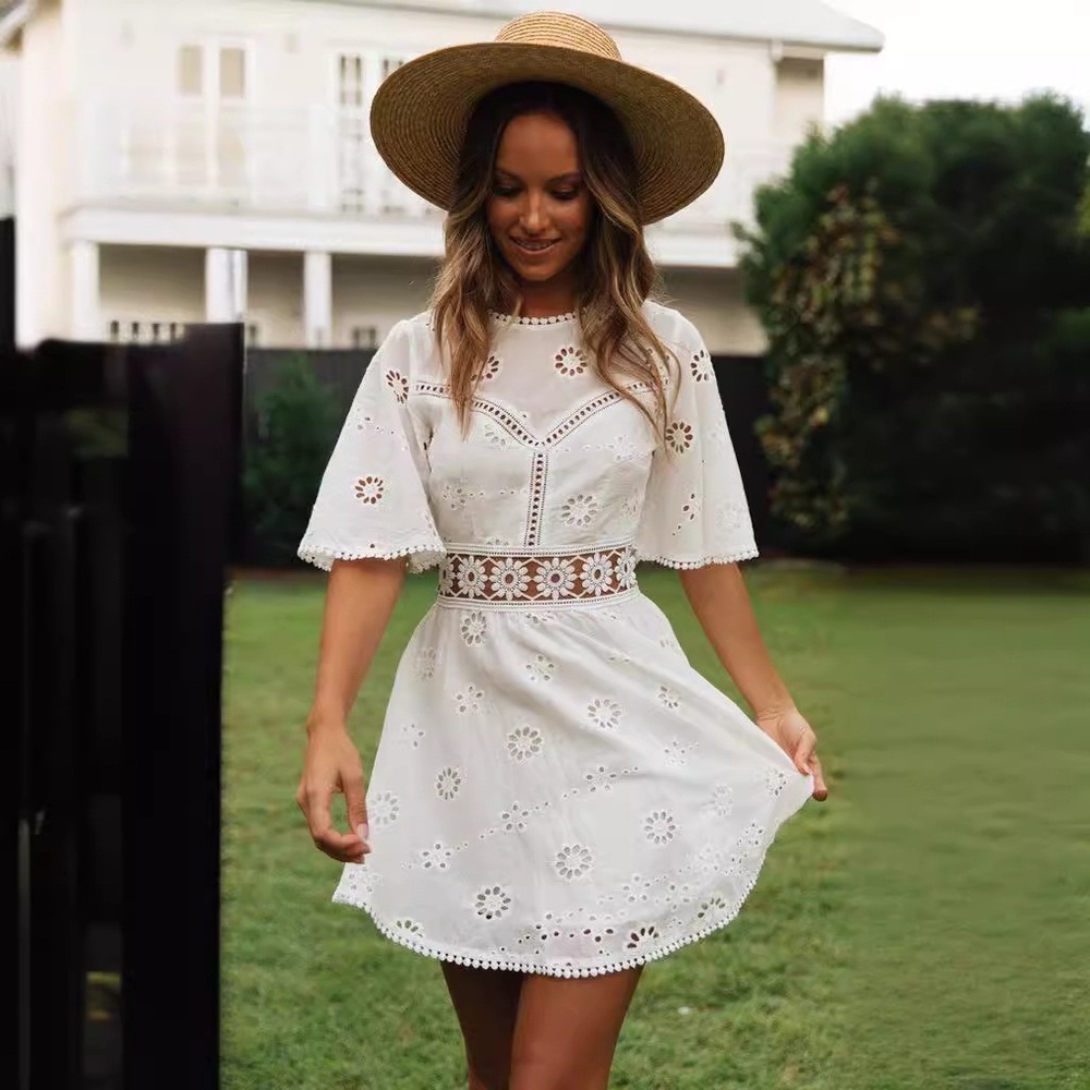 Zimmermann White Eyelet Mini Dress